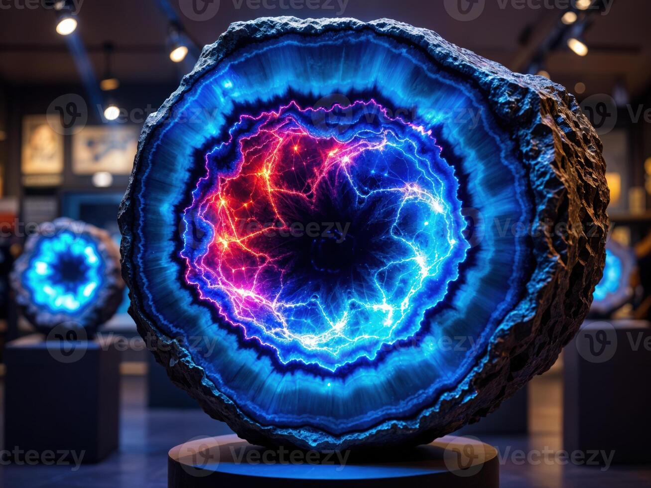 Fractal lightning in the form of an electric ball. The concept of Vortex. Luminous Geode photo
