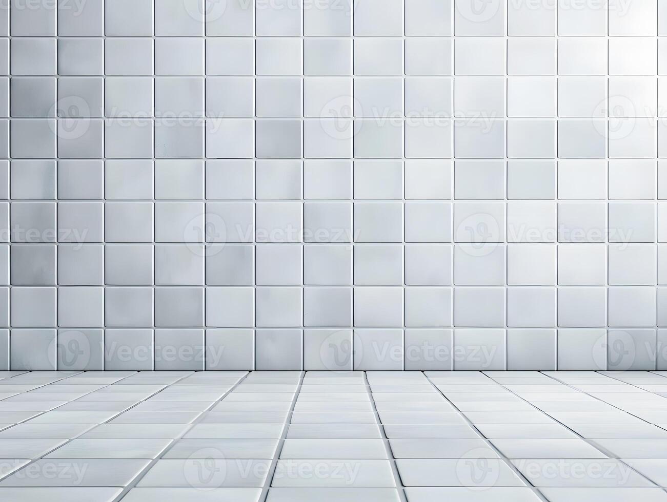 A clean, tiled wall and floor, ideal for interior design or architectural visualization. photo