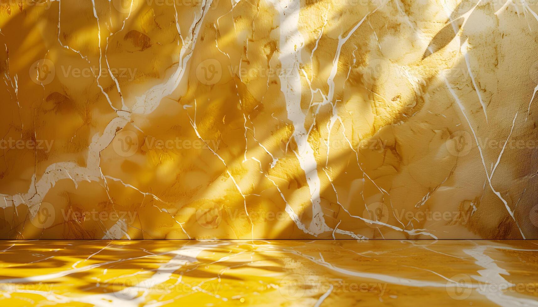 A bright, textured yellow marble surface with white veining and soft lighting. photo