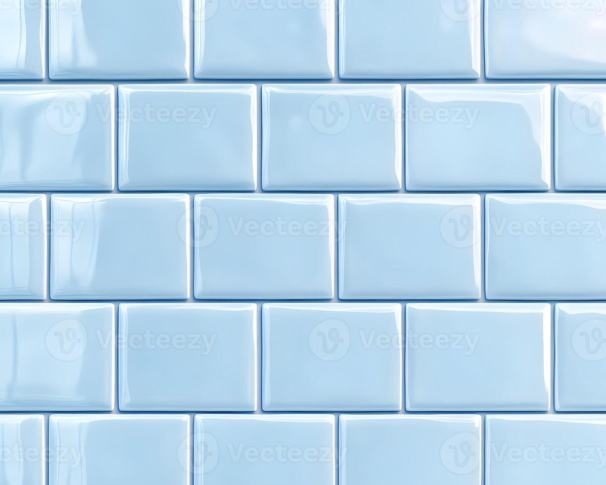 Light Blue Glossy Rectangular Ceramic Tile Wall photo