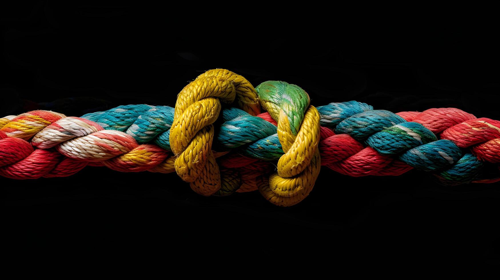 Rainbow Rope Knot on Black Background photo