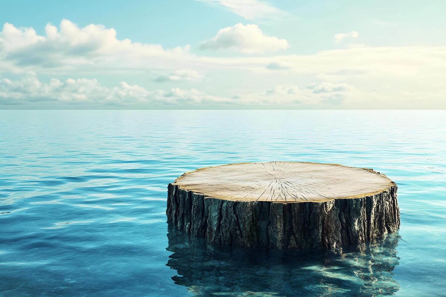 A Tree Stump in Calm Water photo