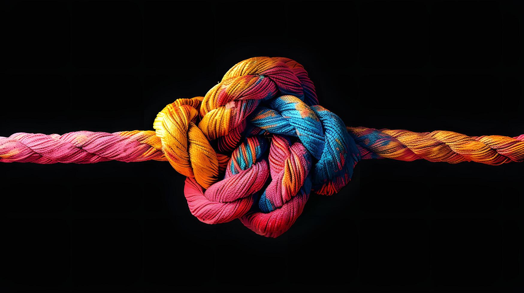 Colorful Rope Knot on Dark Background photo
