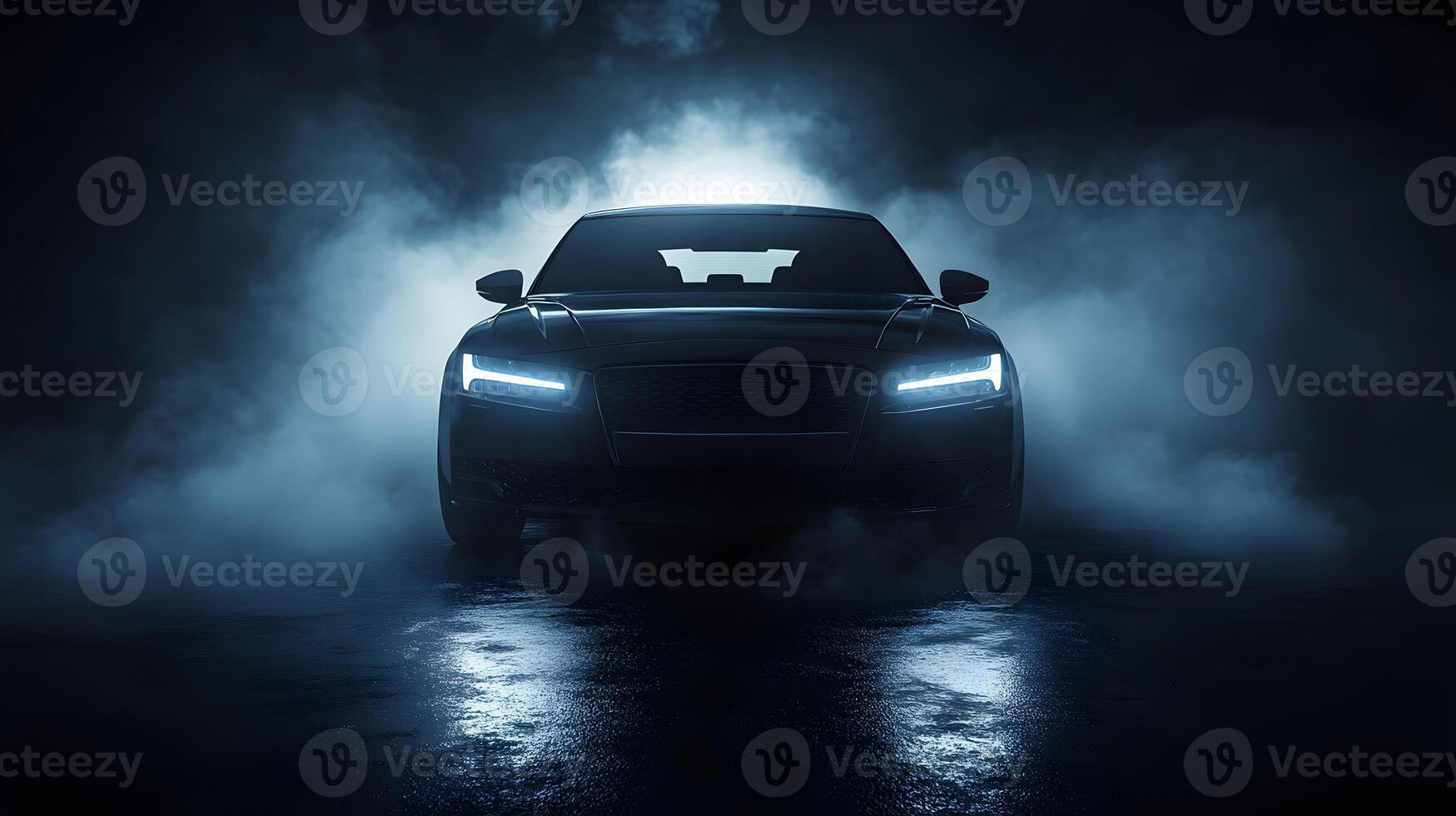 Black Sedan in Smoky Environment photo