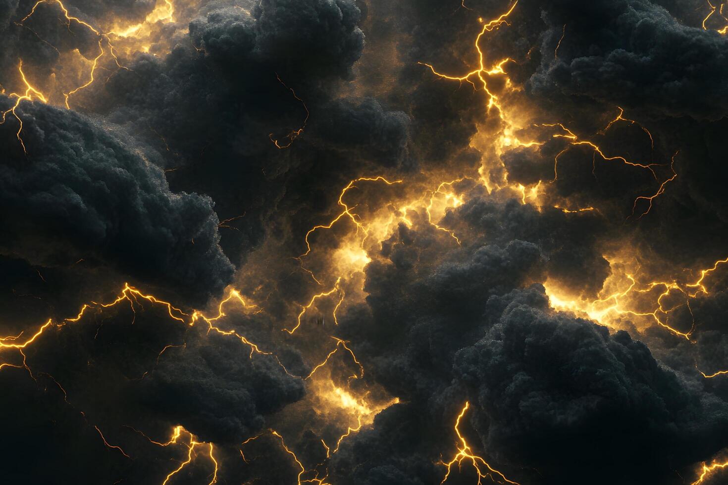 Digital Image of Lightning Bolts in Black Clouds photo