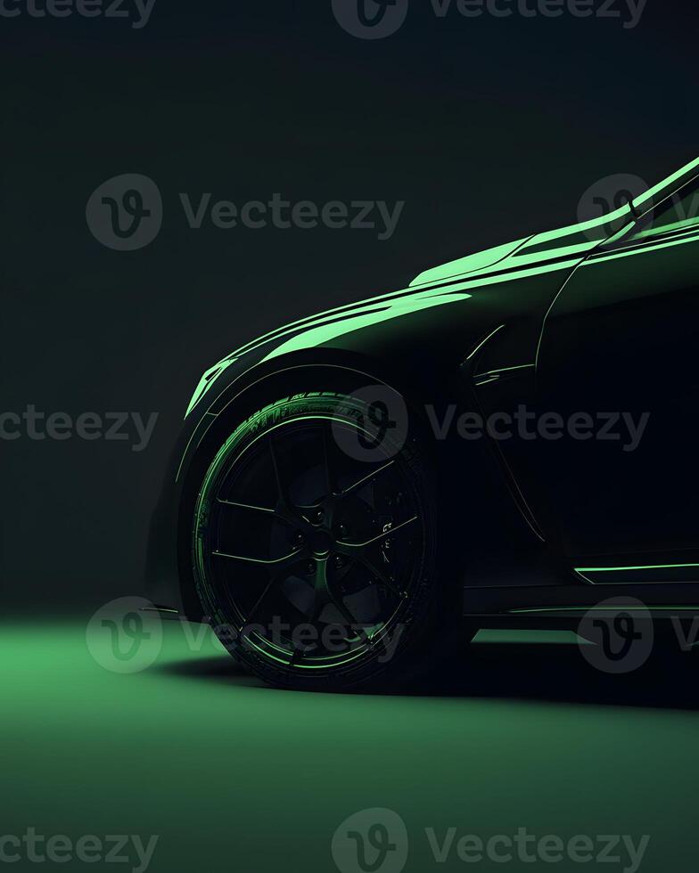 Black Sports Car Front Fender and Wheel photo