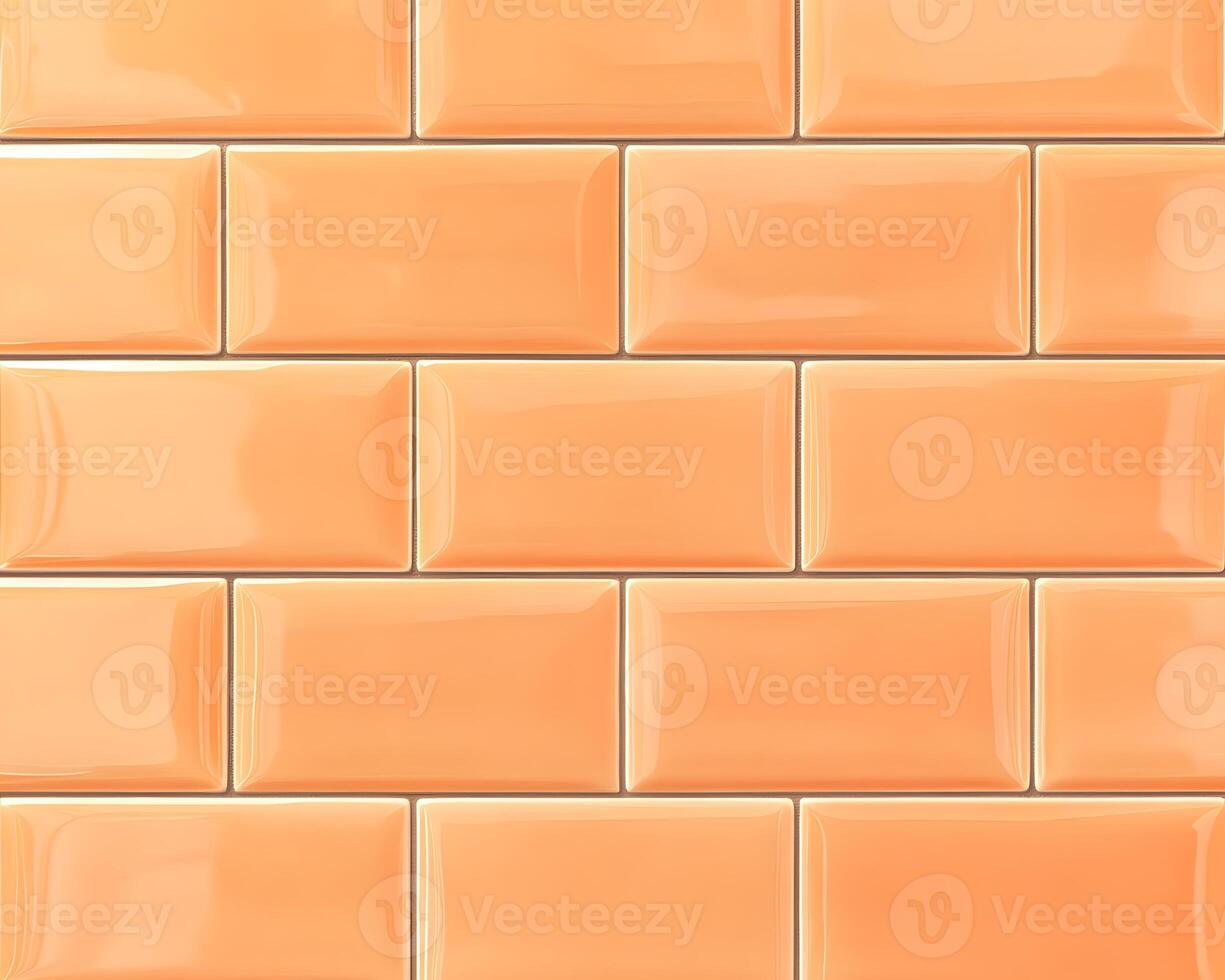 Light Orange Glossy Rectangular Tiles in Brick Bond Pattern photo