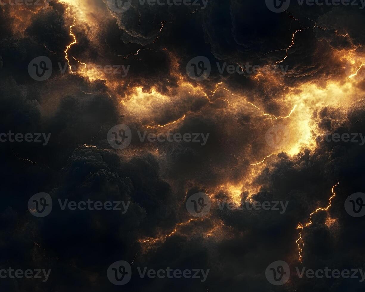 Golden Lightning in Dark Clouds photo