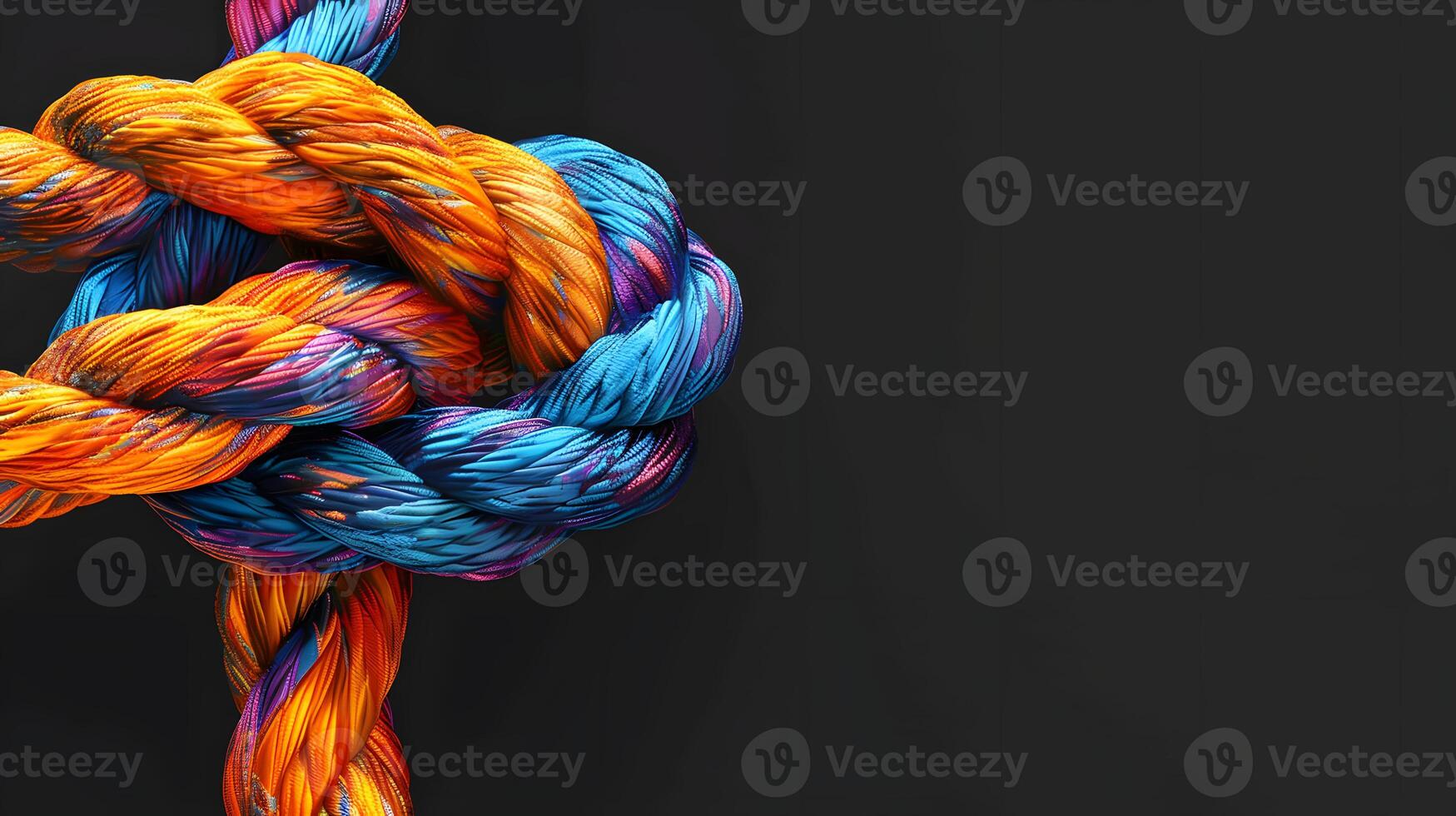 Intertwined Orange and Blue Ropes in Knot Formation photo