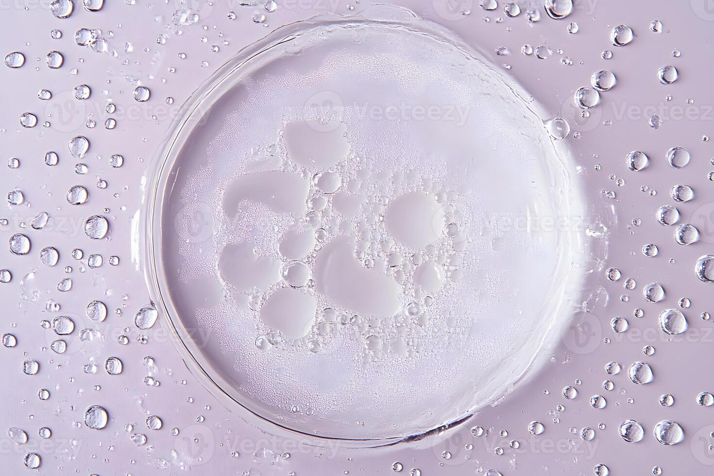 Lavender Surface with Circular Liquid and Bubbles photo