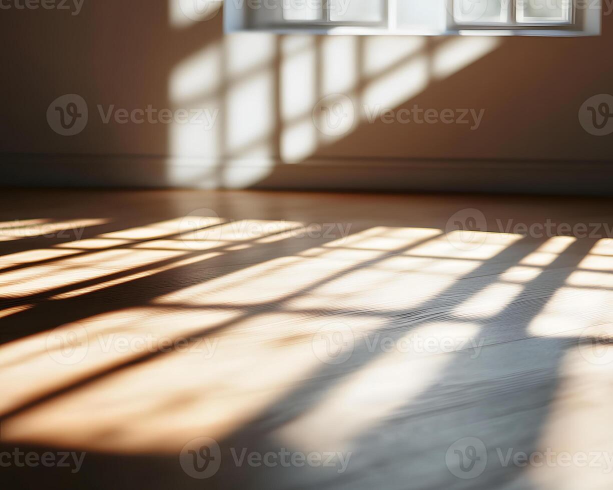 Sunlight Shadow Pattern on Wooden Floor photo