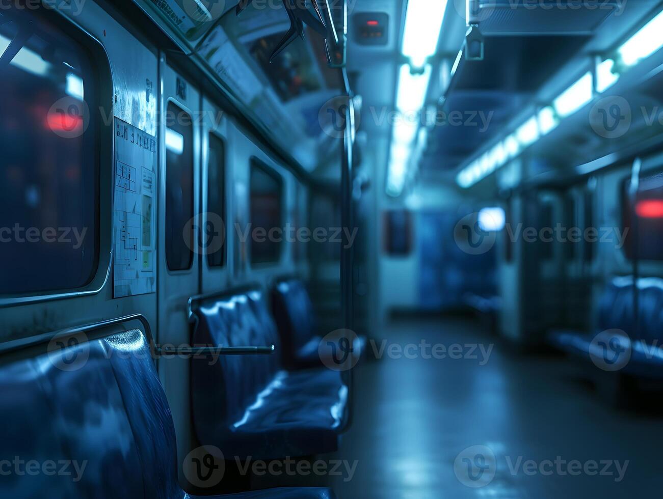 Subway Car Interior at Night photo