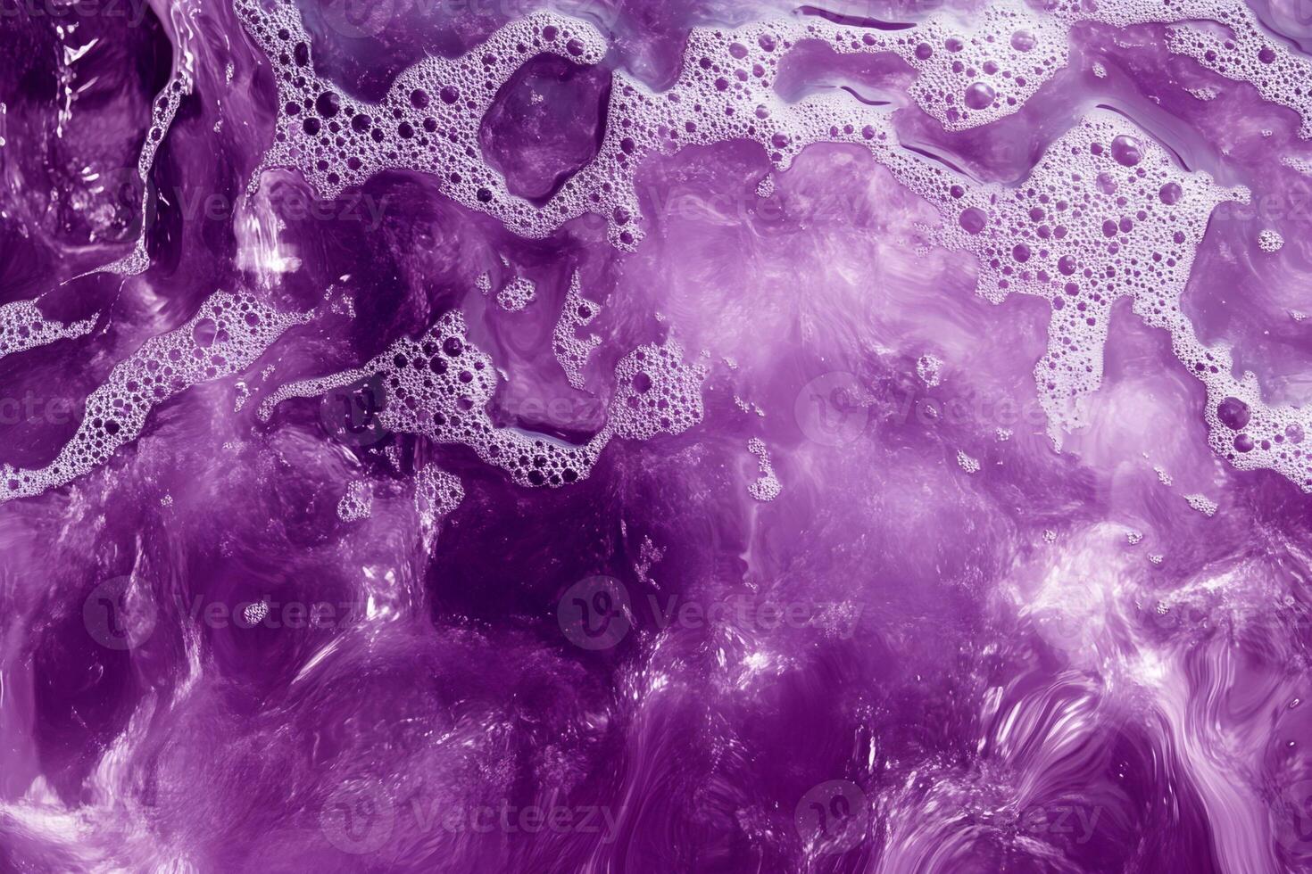 Purple Liquid with Foam and Swirling Patterns photo