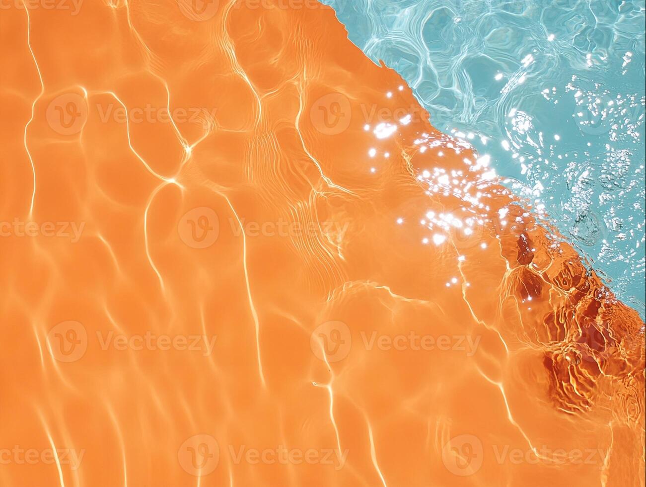 Swimming Pool Water Surface Orange and Teal Sections photo