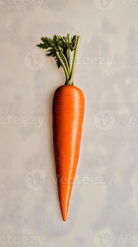 Single Carrot against Beige Background photo