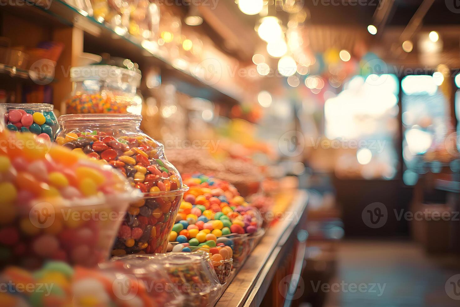 Assortment of Candies on Display in Candy Store photo