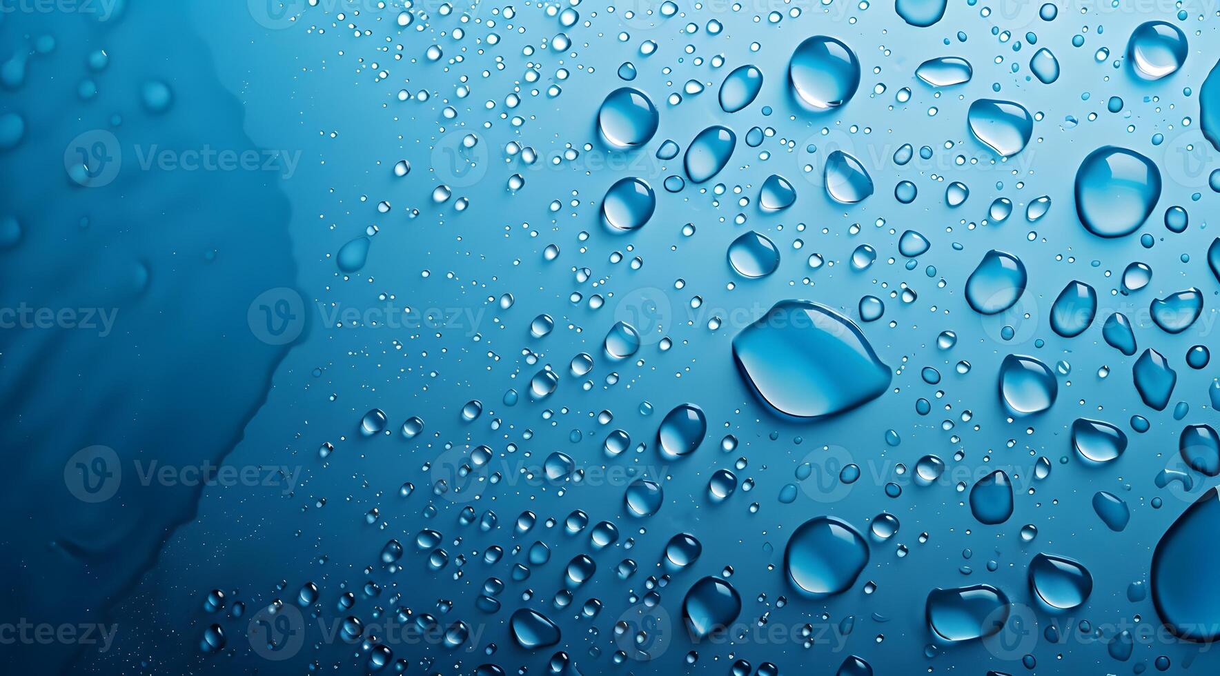 Close-up of Raindrops on a Smooth Surface with Light Blue Background photo