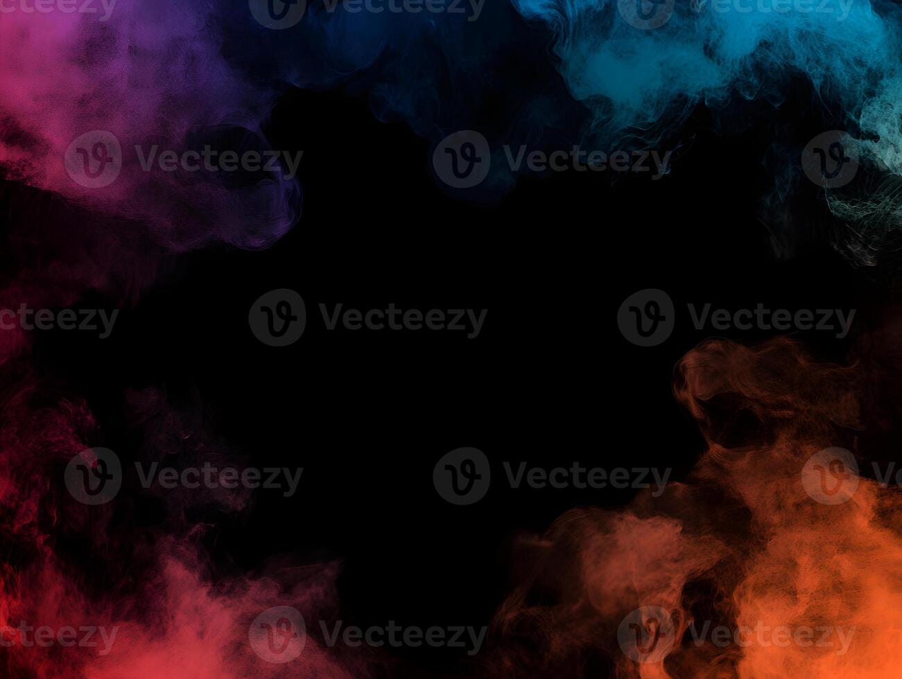 Colored Smoke Frame on Black Background photo