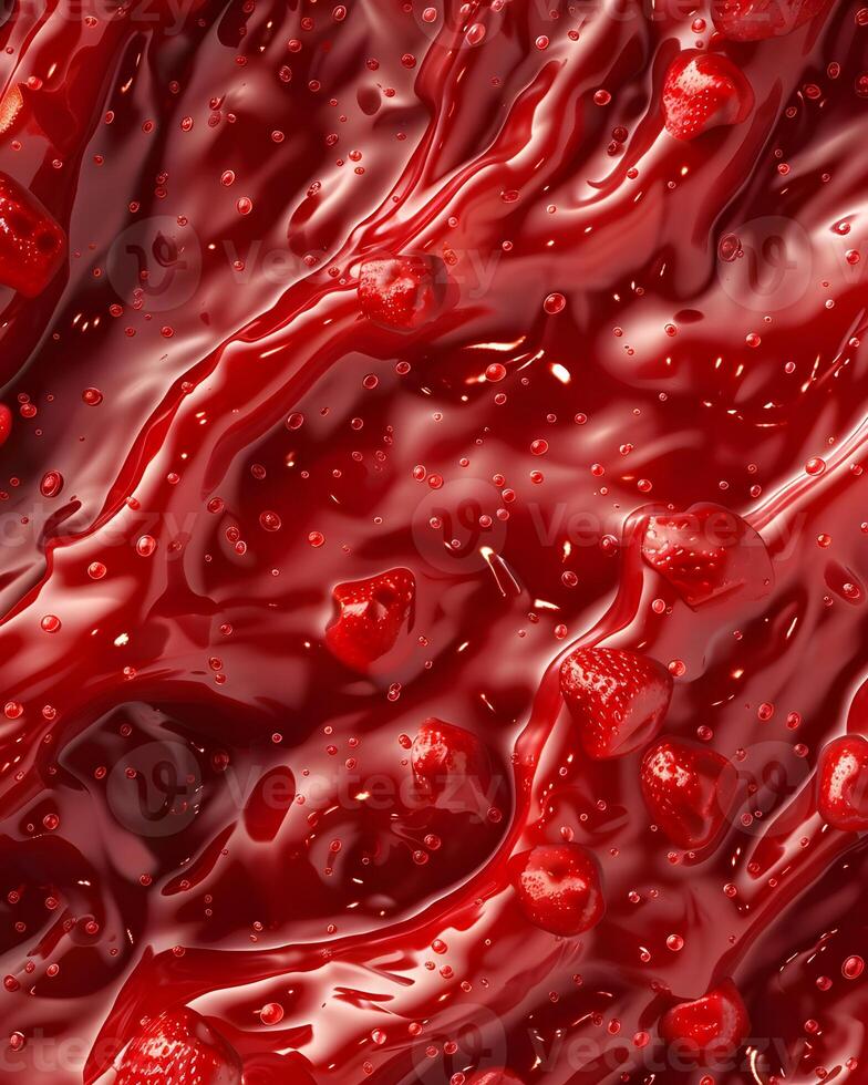 Close-up Photograph of Strawberry Sauce with Embedded Strawberries photo