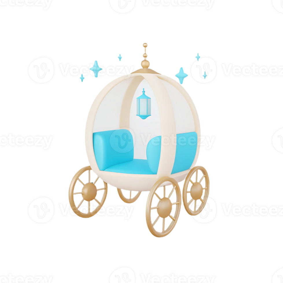 Cinderella carriage with blue and white decorations png