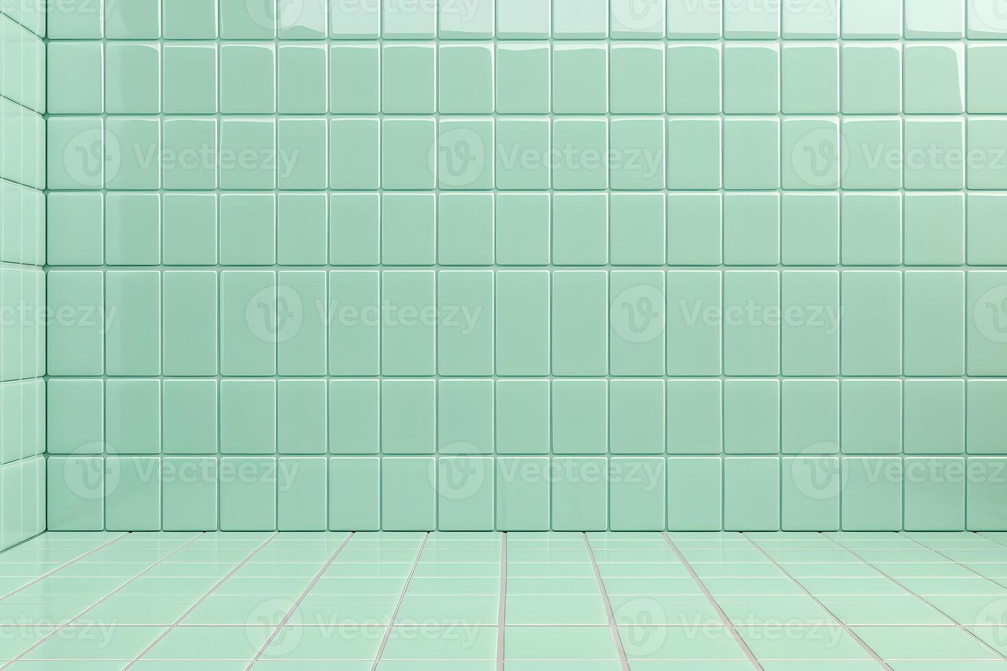 Pale Green Tile Wall and Floor Corner photo