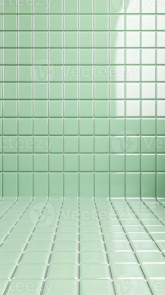 Pale Green Glossy Tile Room Rendering photo