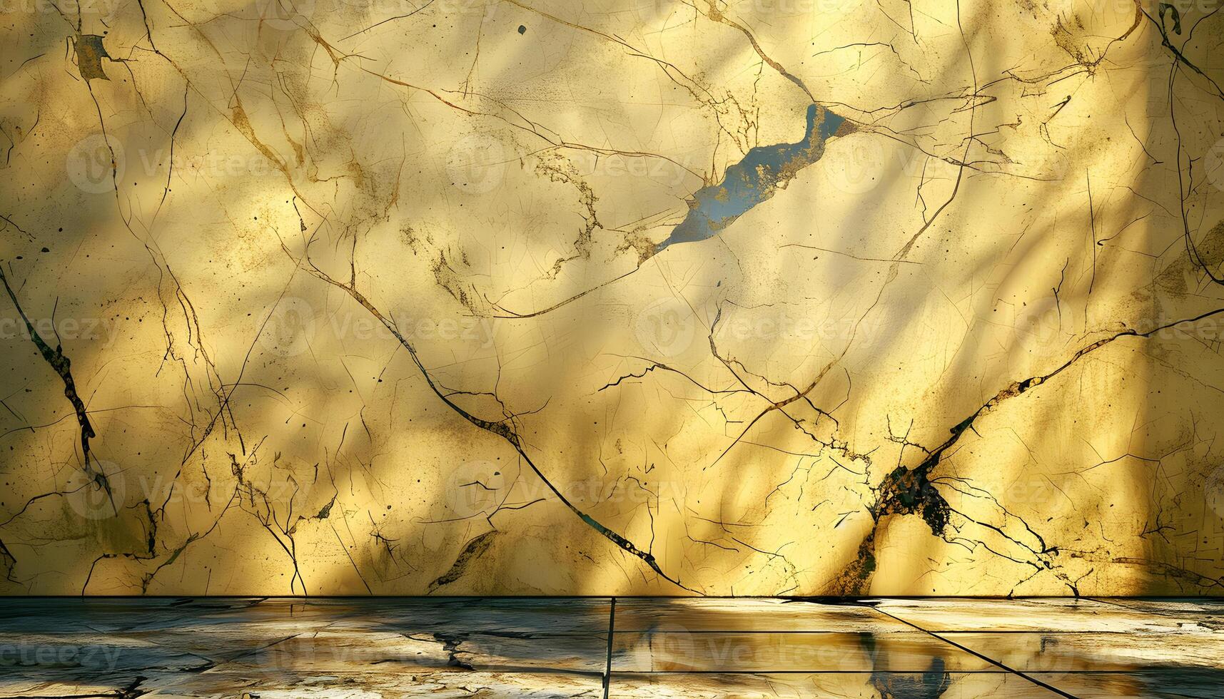 Pale Gold Veined Wall and Tiled Floor Interior photo