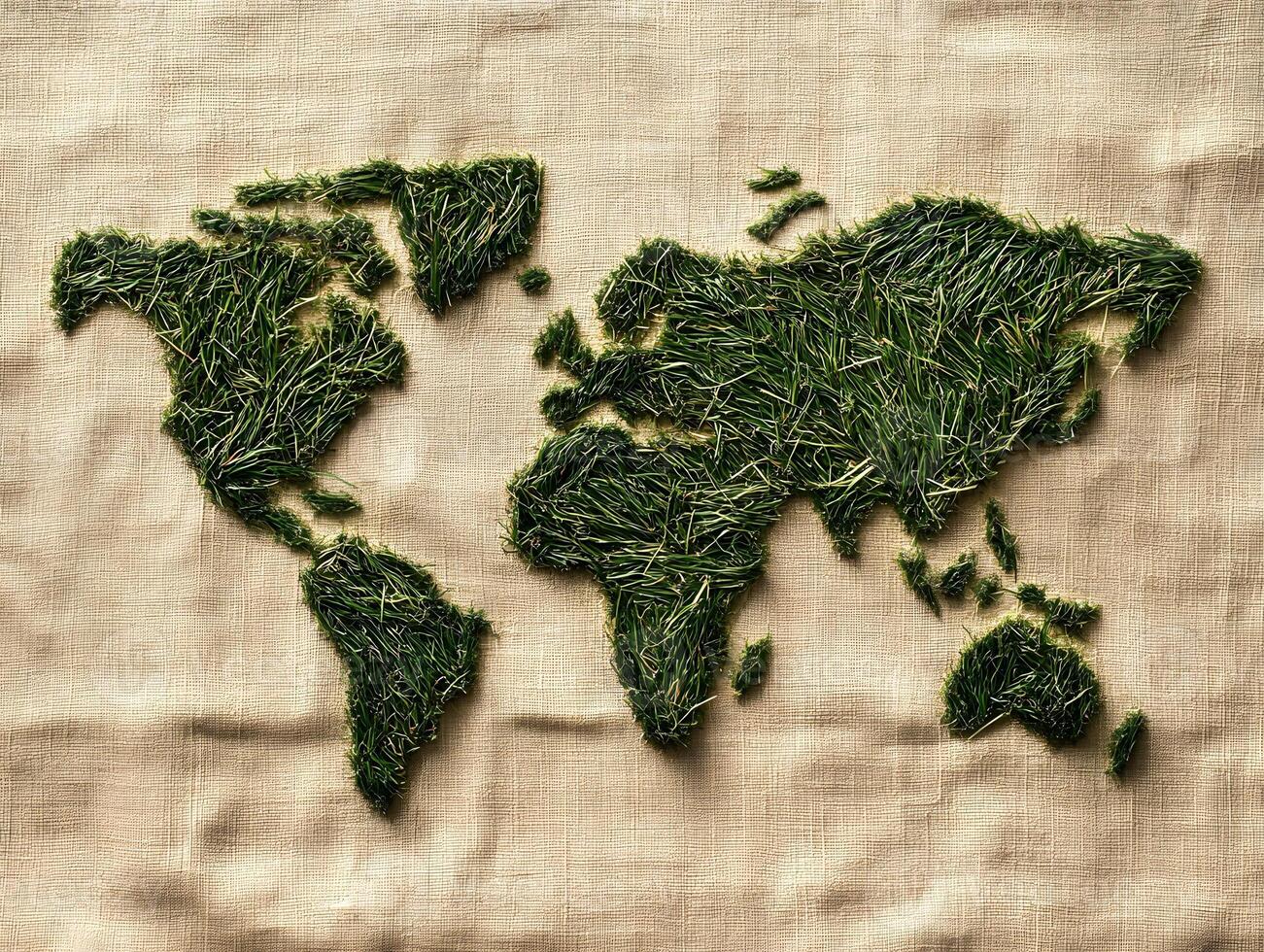 Green World Map An Artistic Representation of Earth Lush with Grass and Nature's Abundance photo