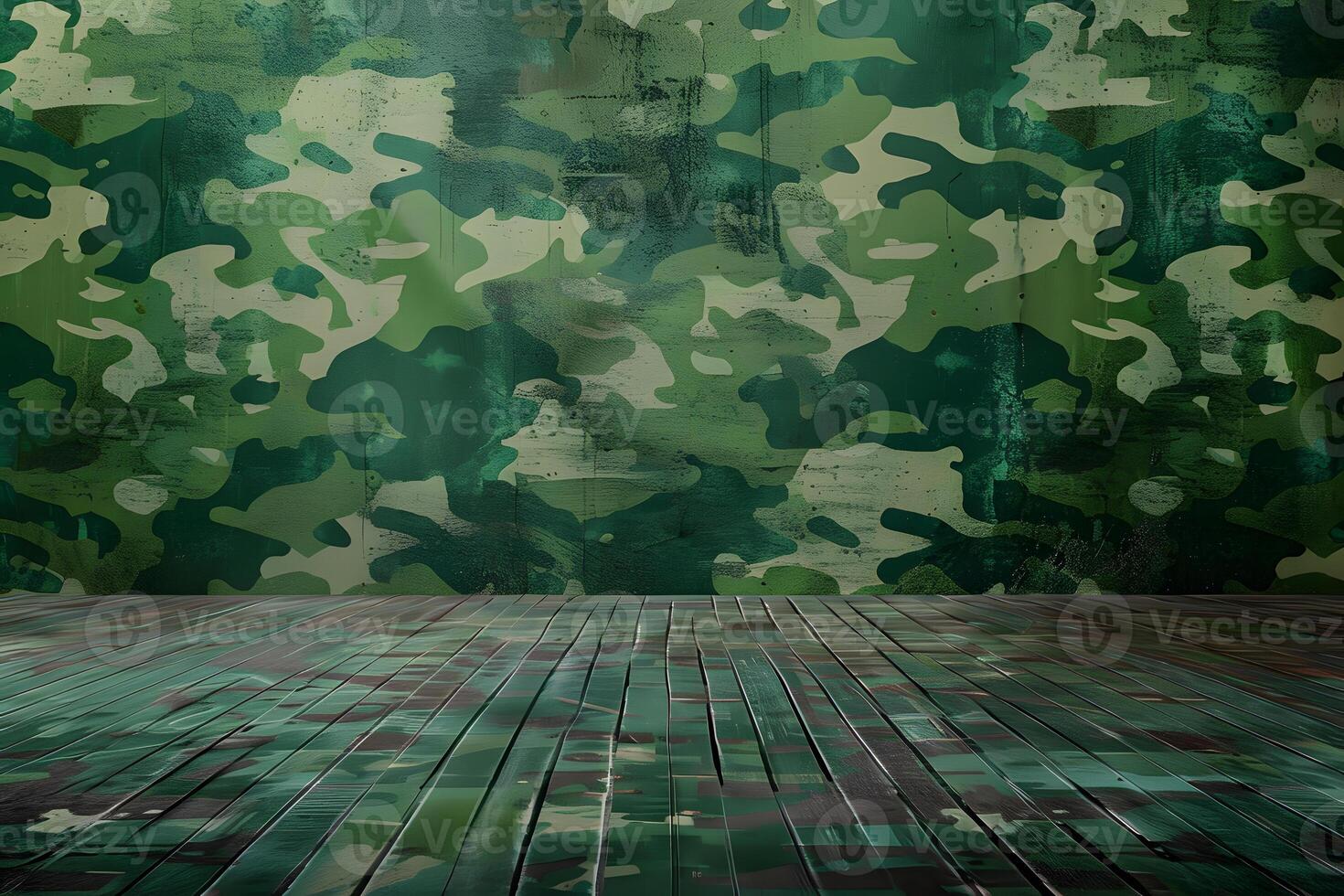 Camouflage Pattern Wall and Planked Floor photo