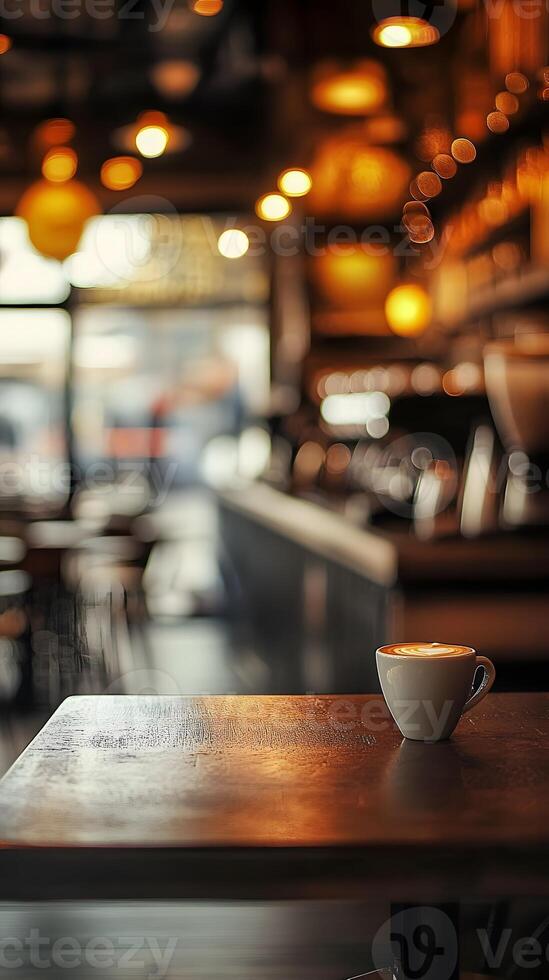Cappuccino on Coffee Shop Table photo