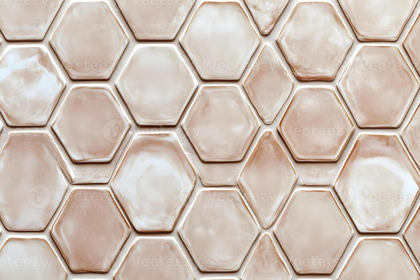 Hexagonal Tile Pattern in Beige and Off-White photo