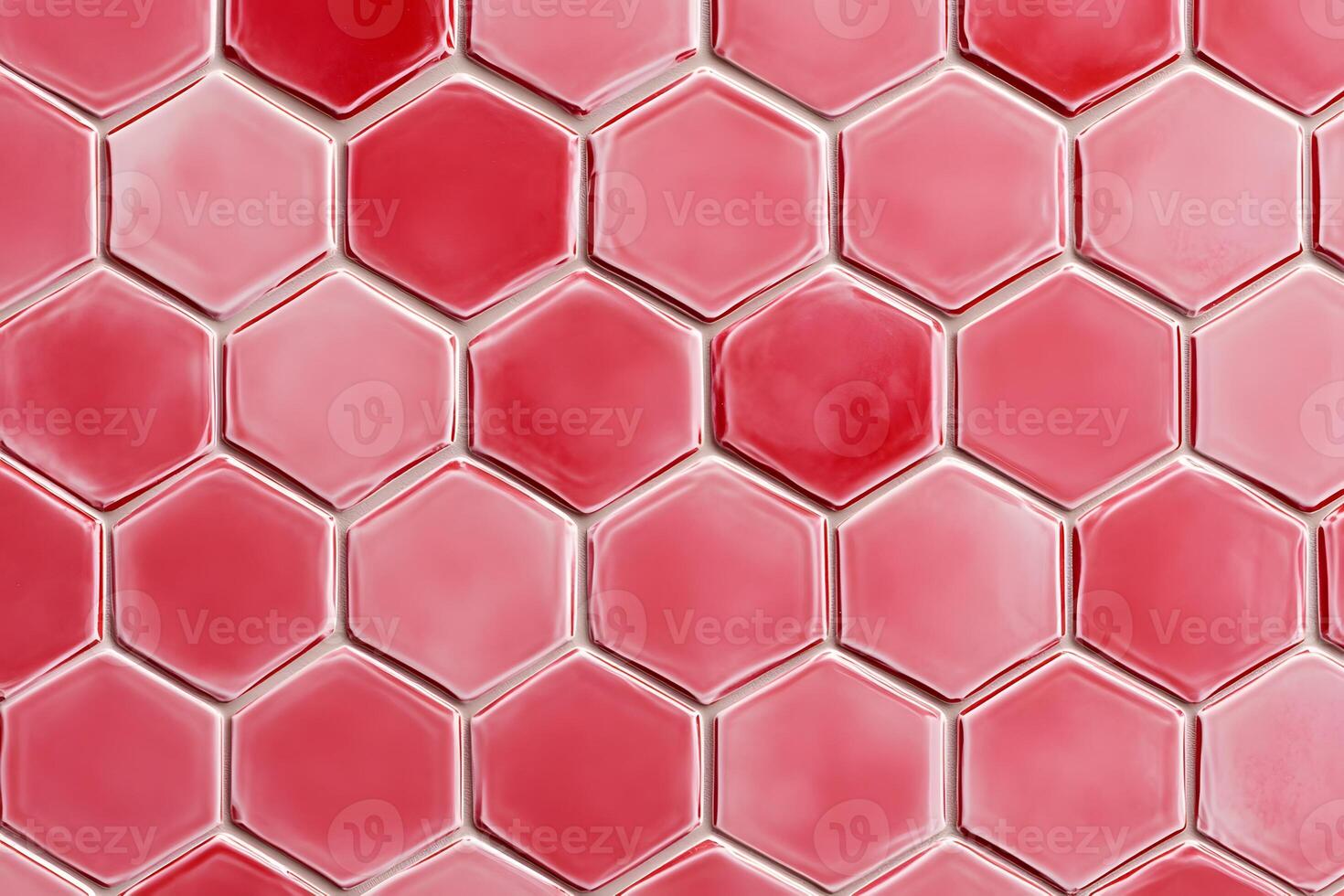 Hexagonal Red Ceramic Tile Pattern photo