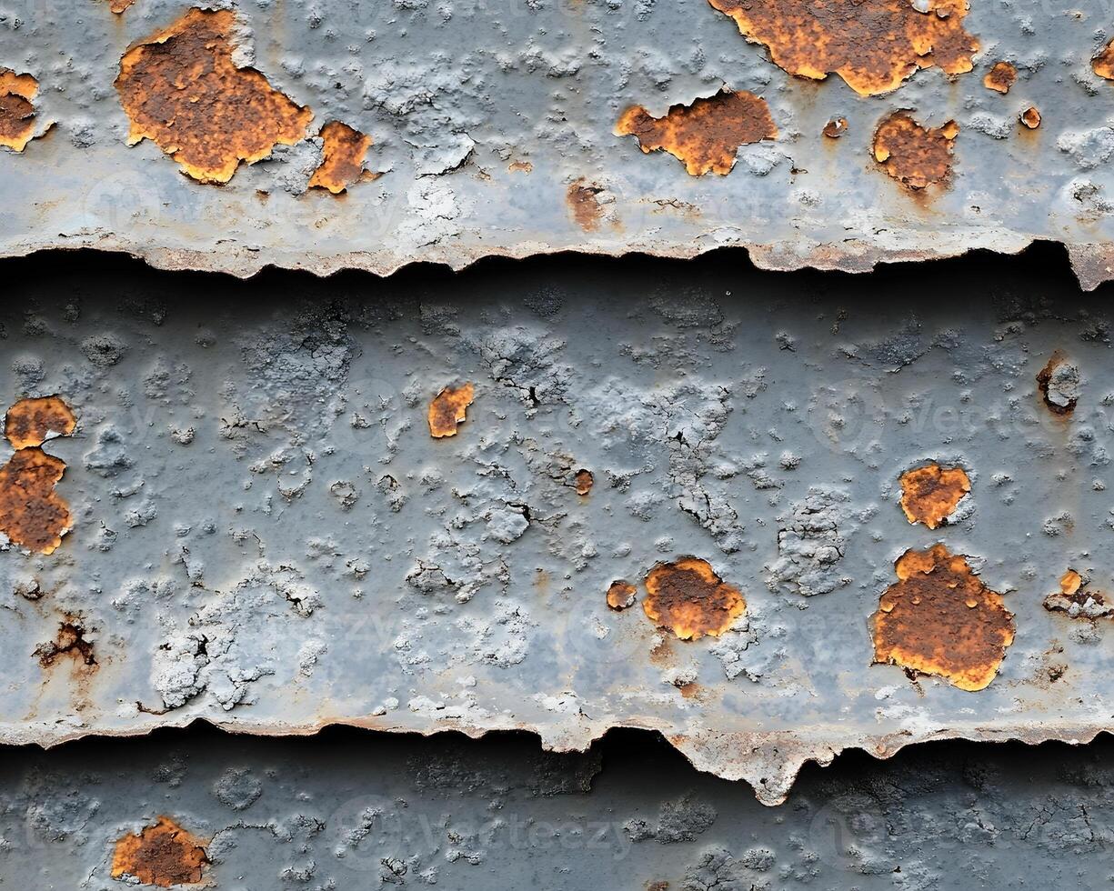 Grey Metal Surface with Extensive Rust and Paint Degradation photo