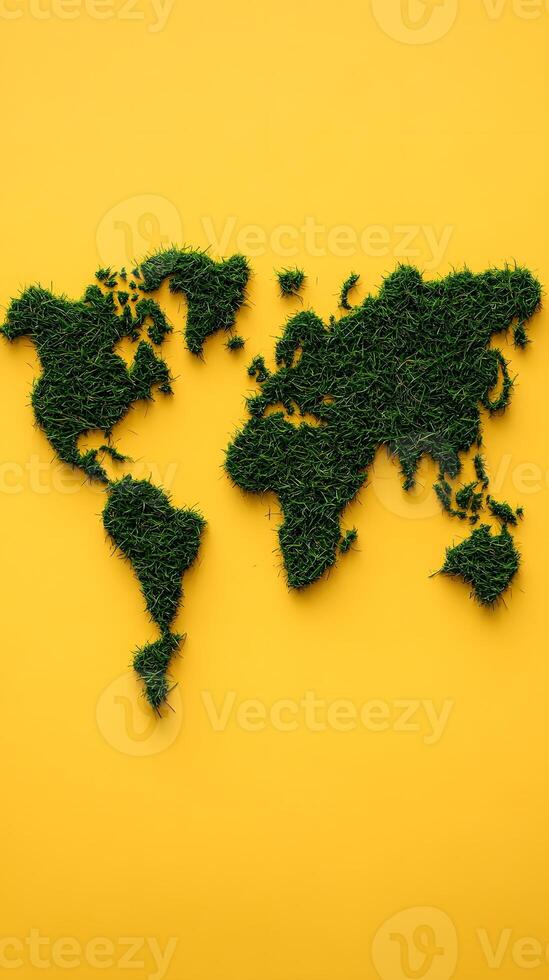 Green Grass Map against Yellow Backdrop photo