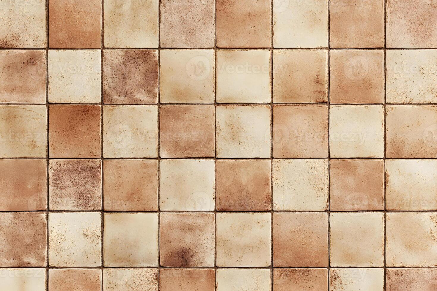 Checkerboard Pattern of Beige and Brown Square Tiles photo