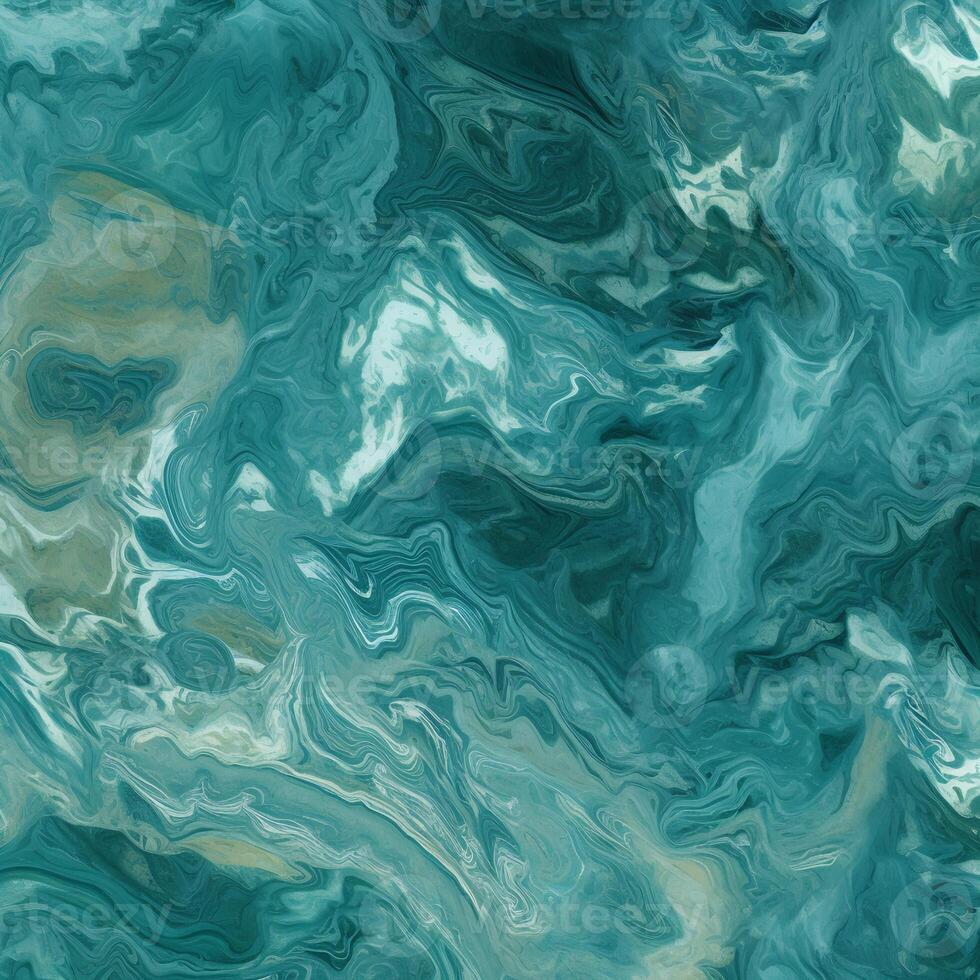 Abstract Teal and Green Marble Swirl Pattern photo