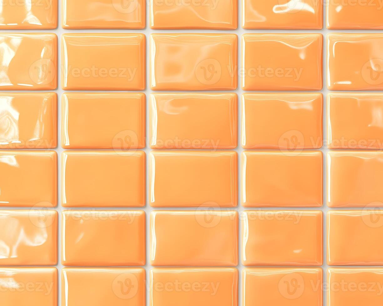 Grid of Glossy Light Orange Rectangular Tiles photo