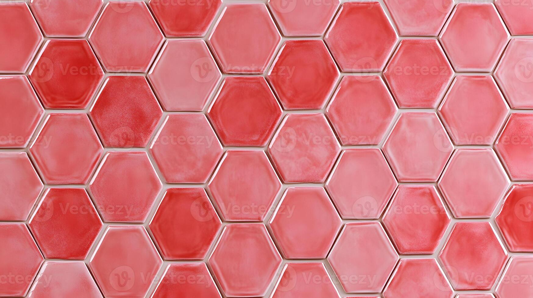 Hexagonal Tile Mosaic in Pink Shades photo