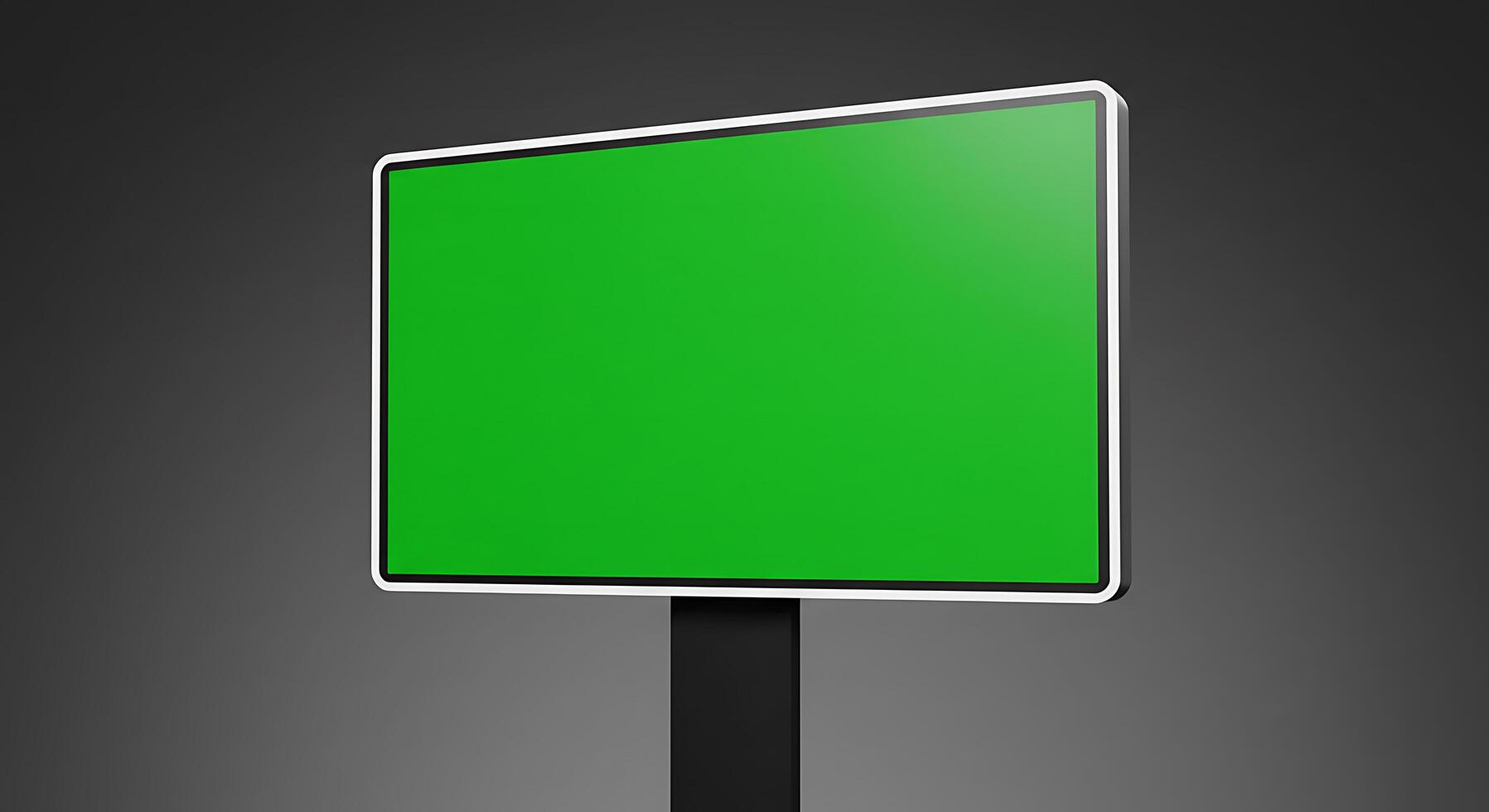 Blank green sign on a black background photo