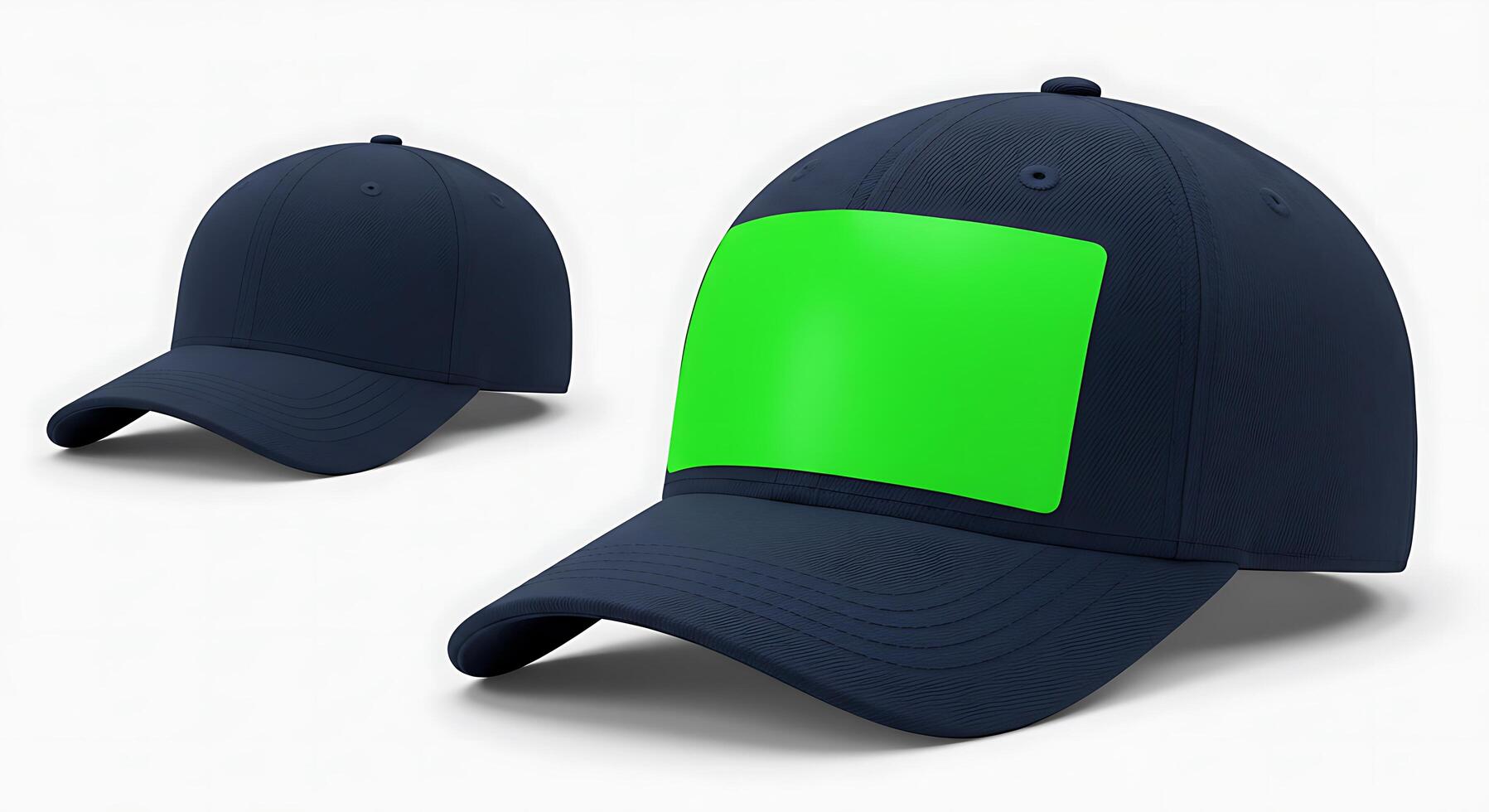 A baseball cap with a green patch on it photo