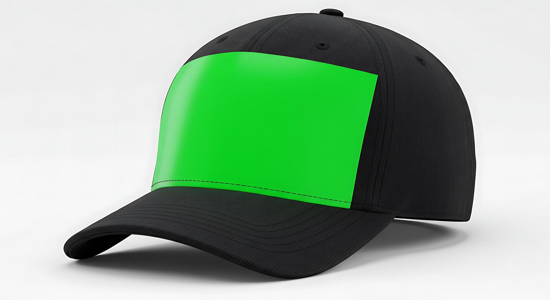 A baseball cap with a green screen on it photo