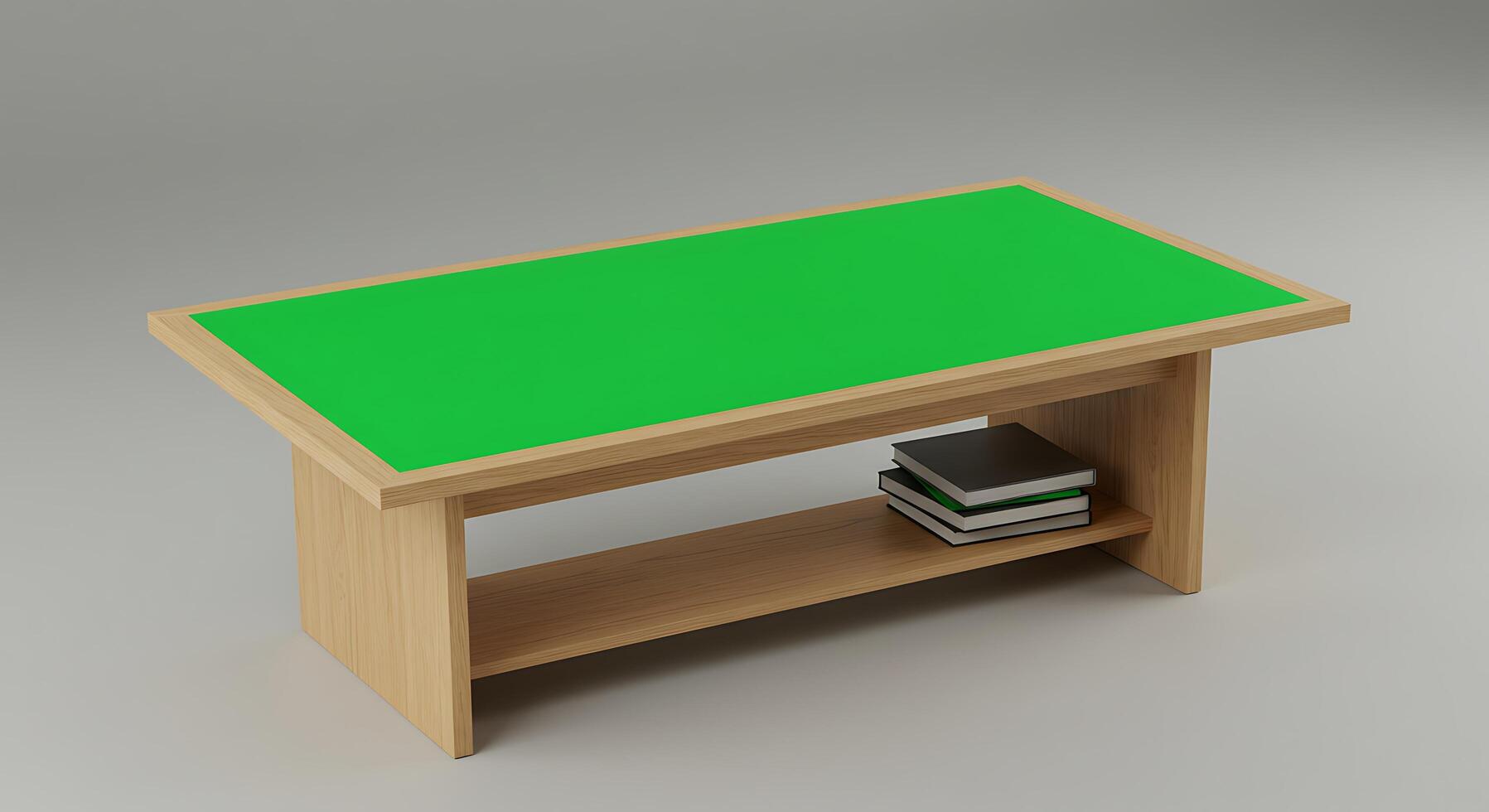 A table with a green top and books on it photo