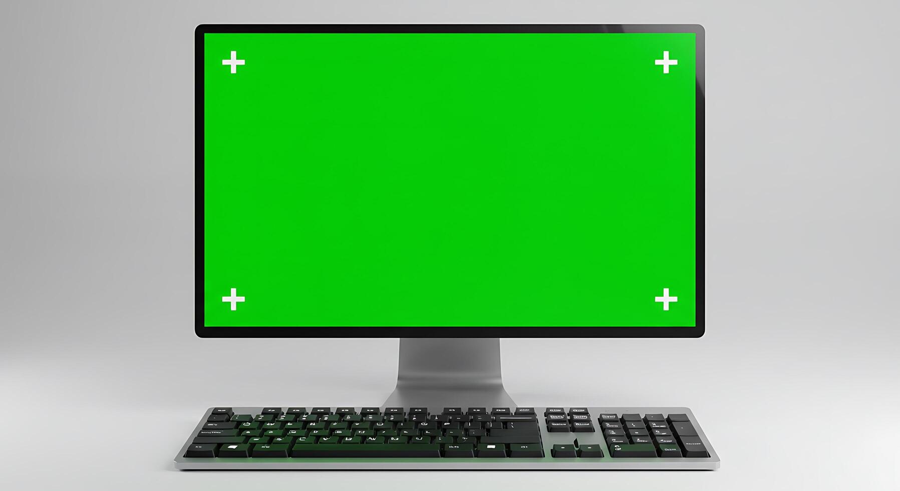 A computer screen with a green screen on it photo