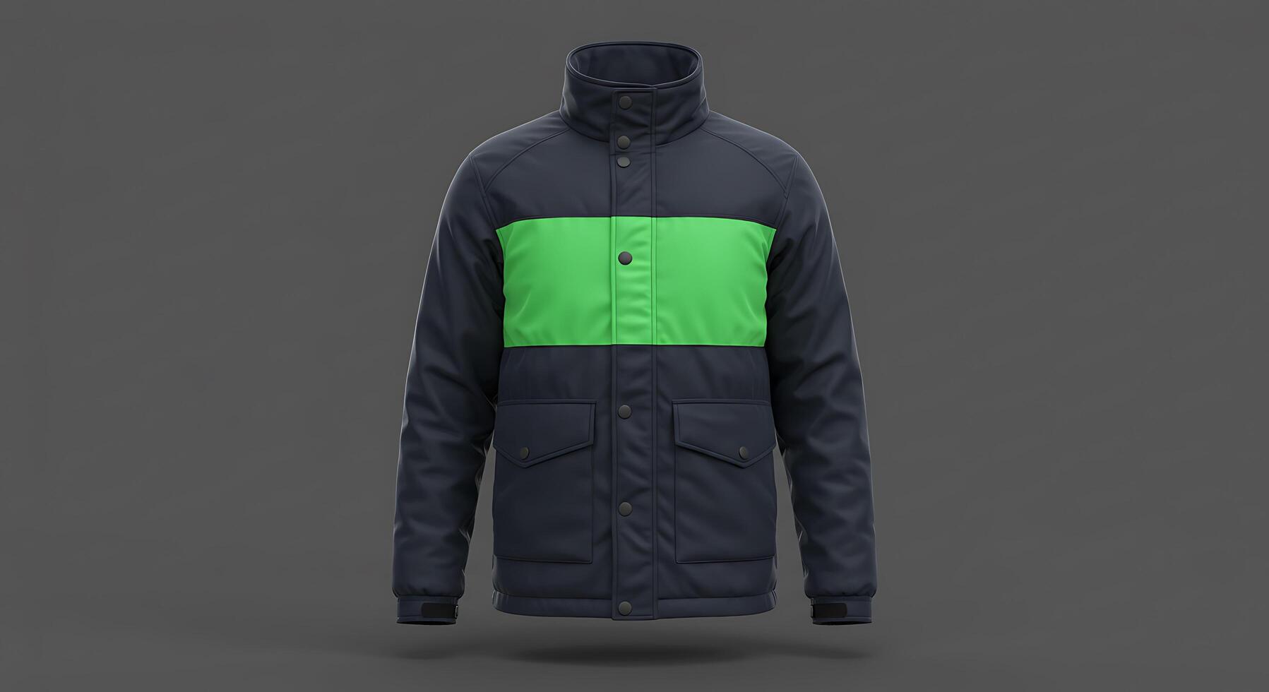 A jacket with green and blue color blocking photo