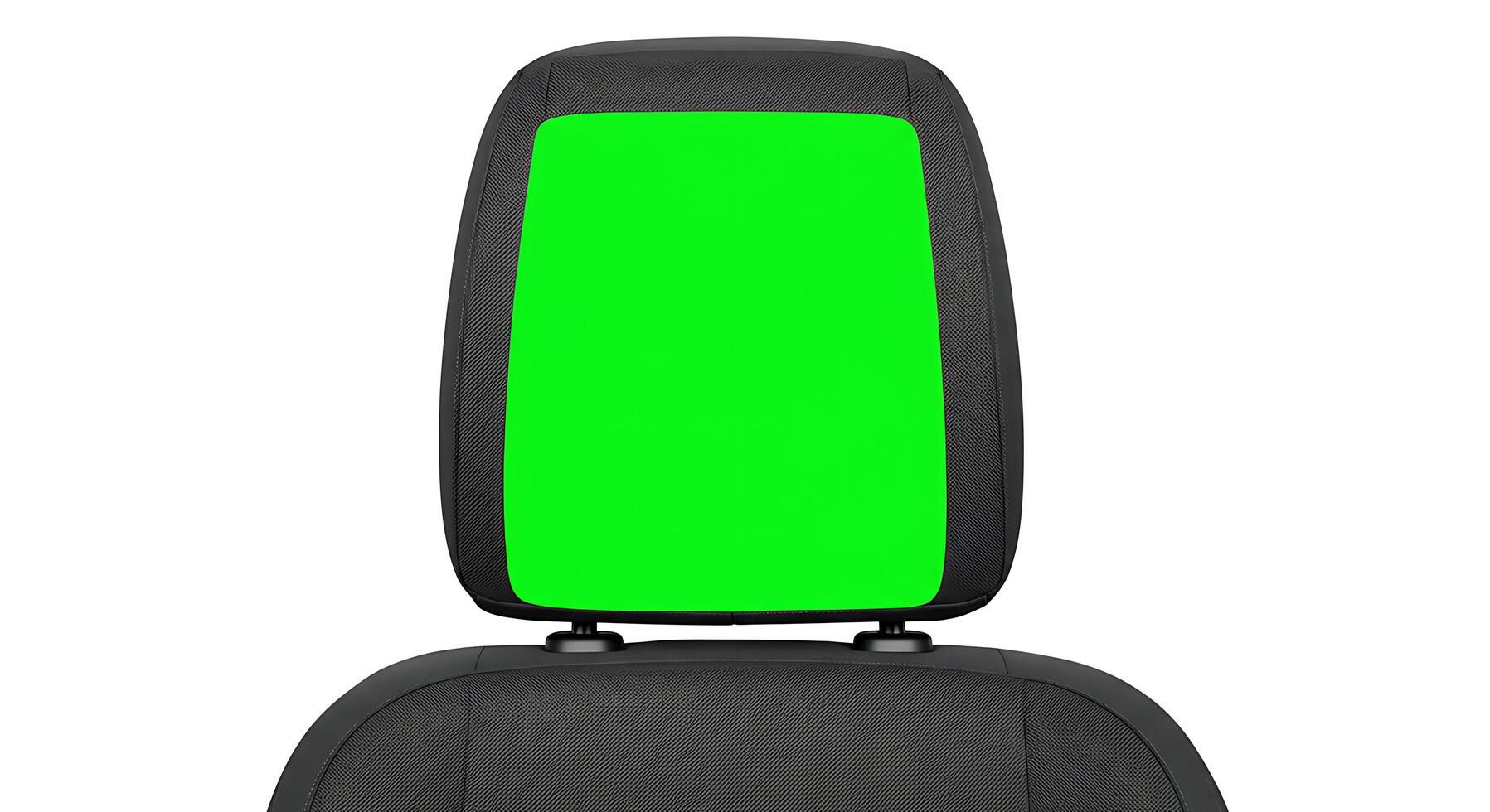 A green screen is shown on the back of a car seat photo