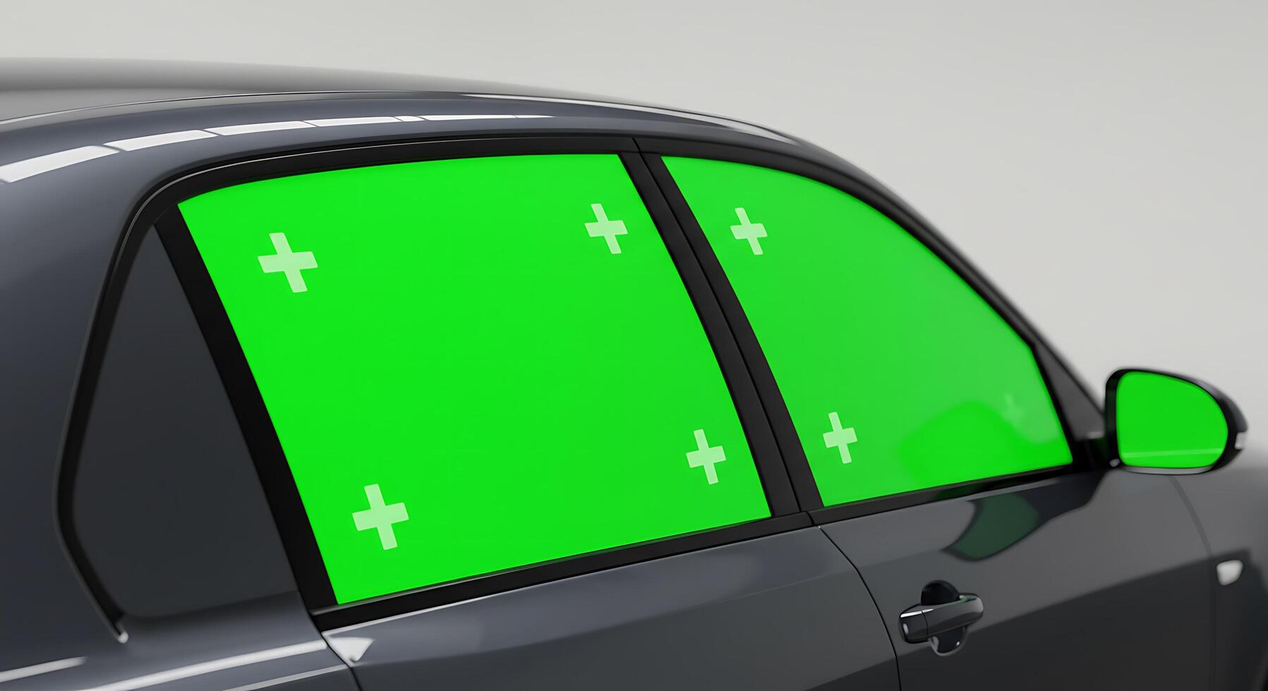 A car with green paint on the side windows photo
