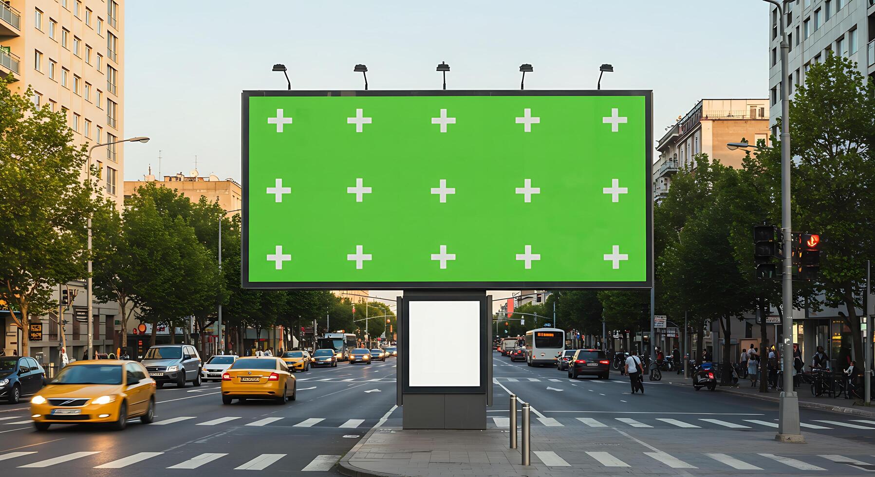 A billboard on the side of a street with traffic photo