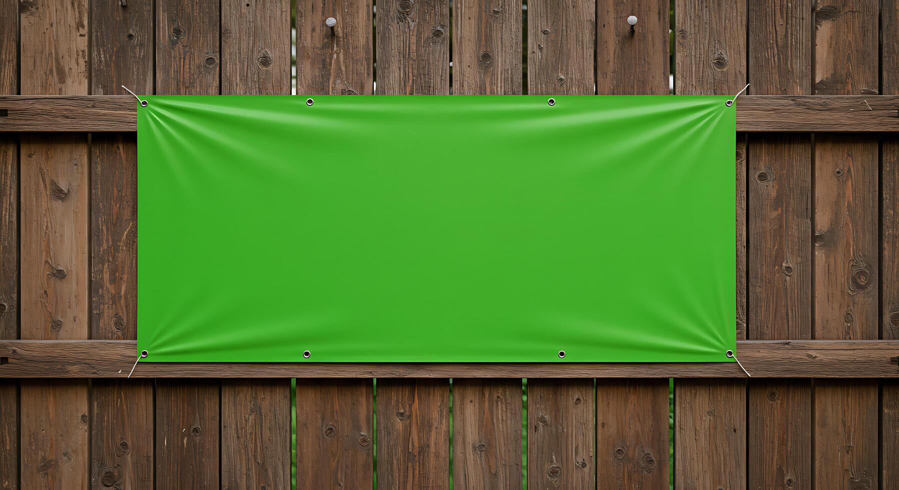 Green blank canvas on wooden wall photo