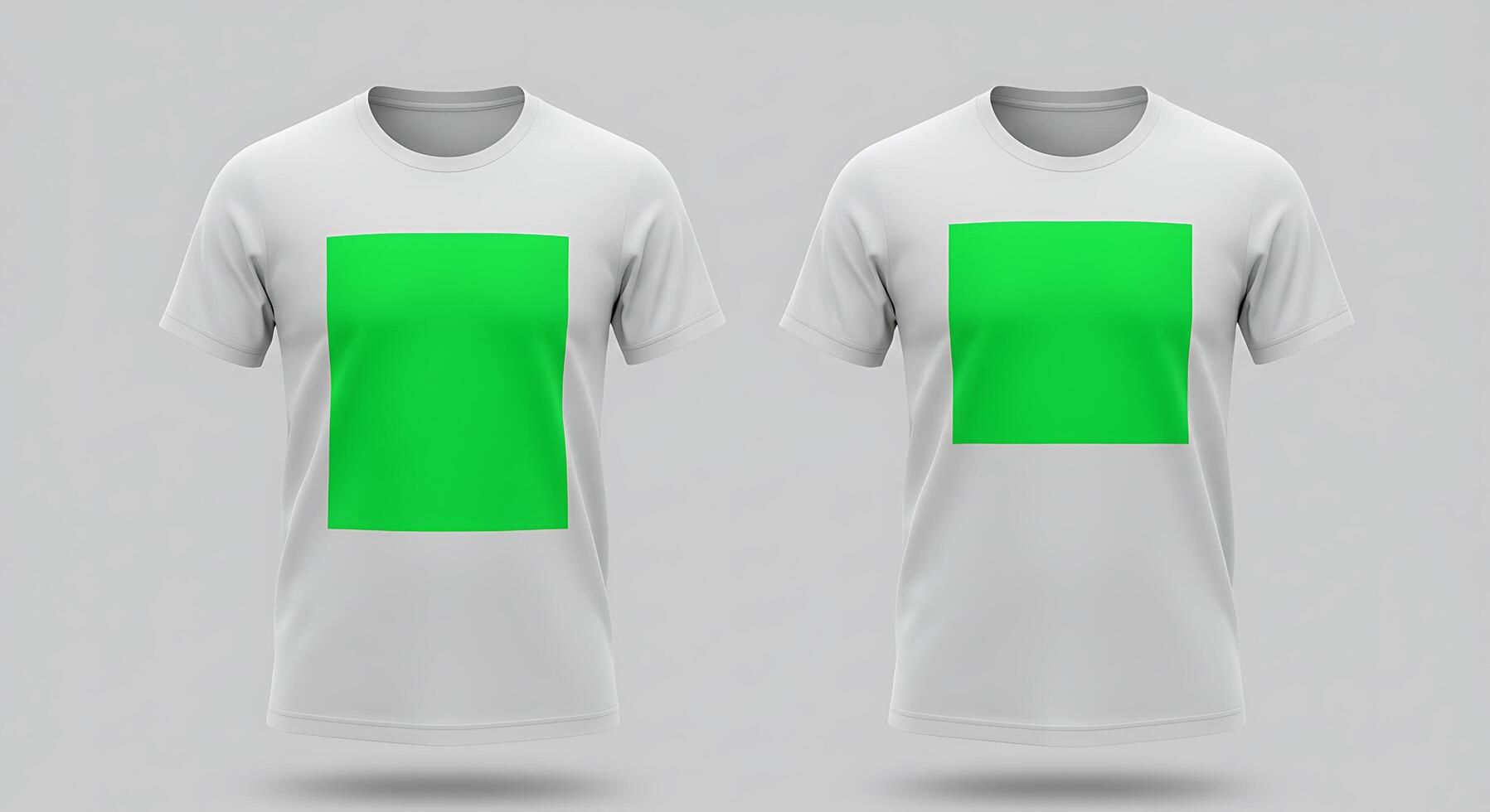Two white t - shirts with green squares on them photo