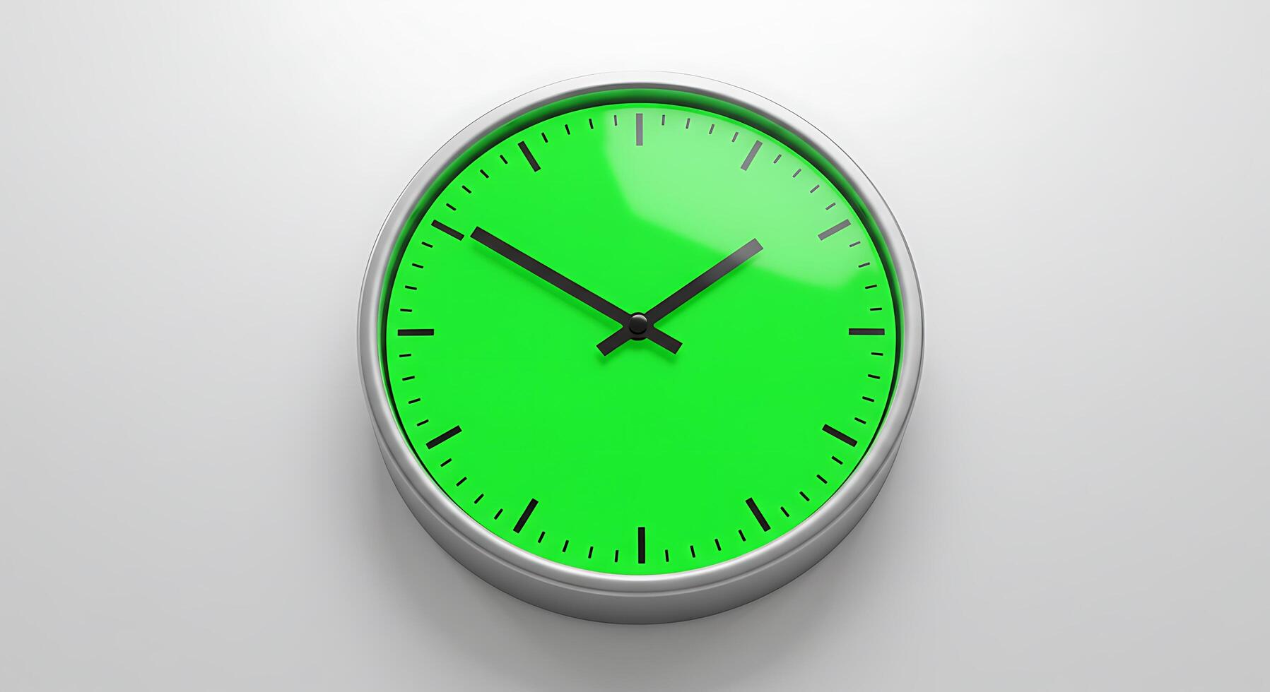 A green clock on a white wall photo